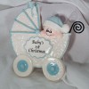 Baby's First Christmas Ornament - Blue Buggy