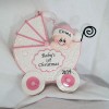 Baby's First Christmas Ornament - Pink Buggy