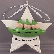 Baby Ornament: Three Peas in a Pod, Personalized