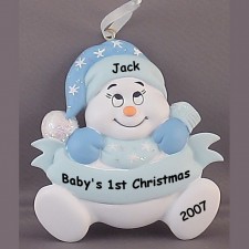 Baby Ornaments | Baby Blue Snowbaby Personalized