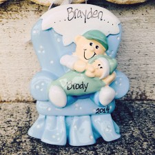 Baby Ornaments | Big Brother and Baby in Chair