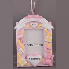 Baby's First Christmas Ornament - Pink Frame