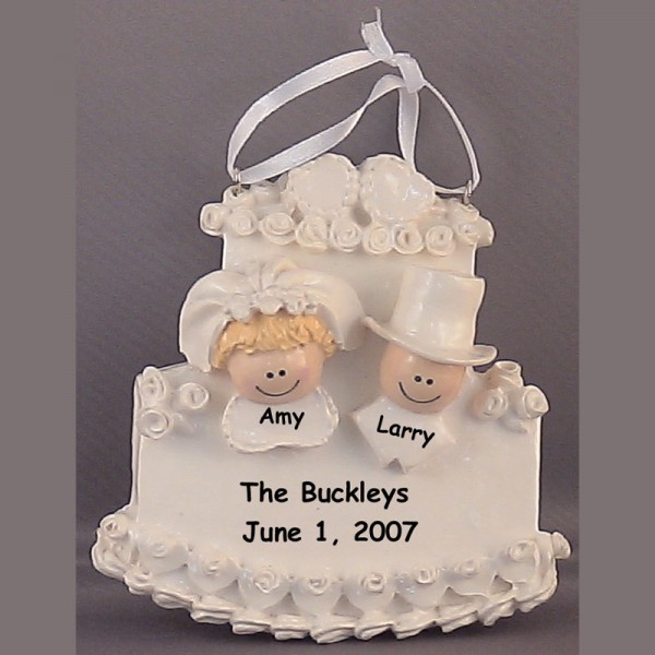Wedding Cake Brown Personalized Christmas Tree Ornament 